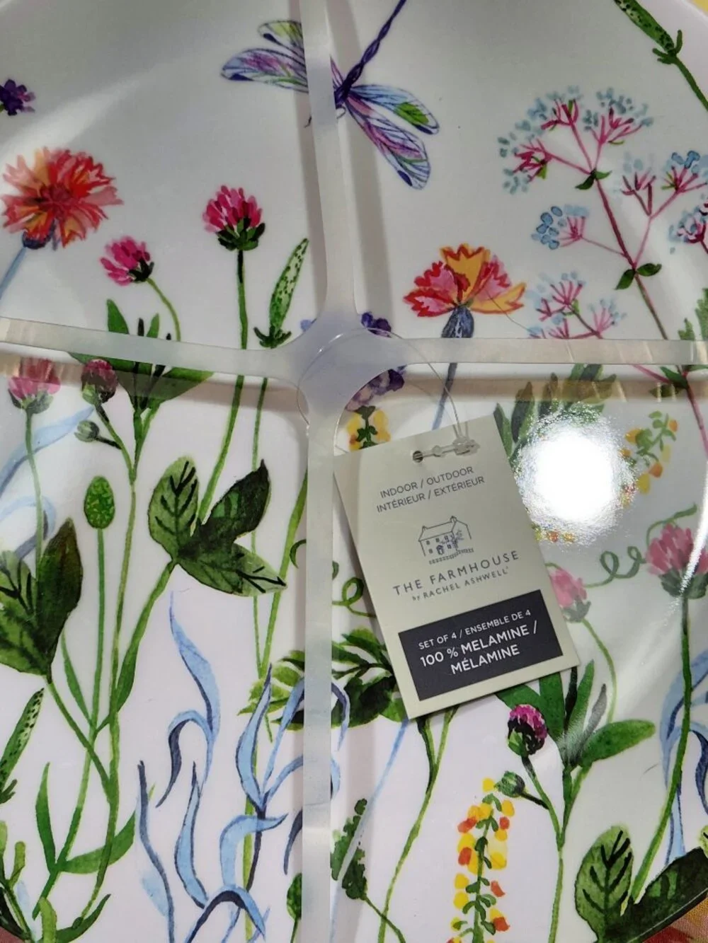 The Farmhouse by Rachel Ashwell Melamine Floral Dinner Plates Set of 4